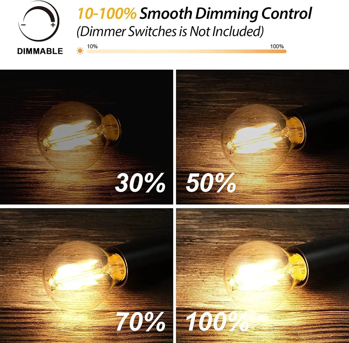 ampoules led filament blanc vintage opalescent e27 2700k transparentes jaune doré 25000h 6w