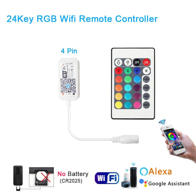 contrôleur led rgb télécommande usb adaptateur bluetooth wifi 5v 24 touches ir tuya modernes