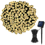 guirlande lumineuse solaire ip65 30mètres blanc chaud moderne interrupteur modes éclairage panneau solaire fixations