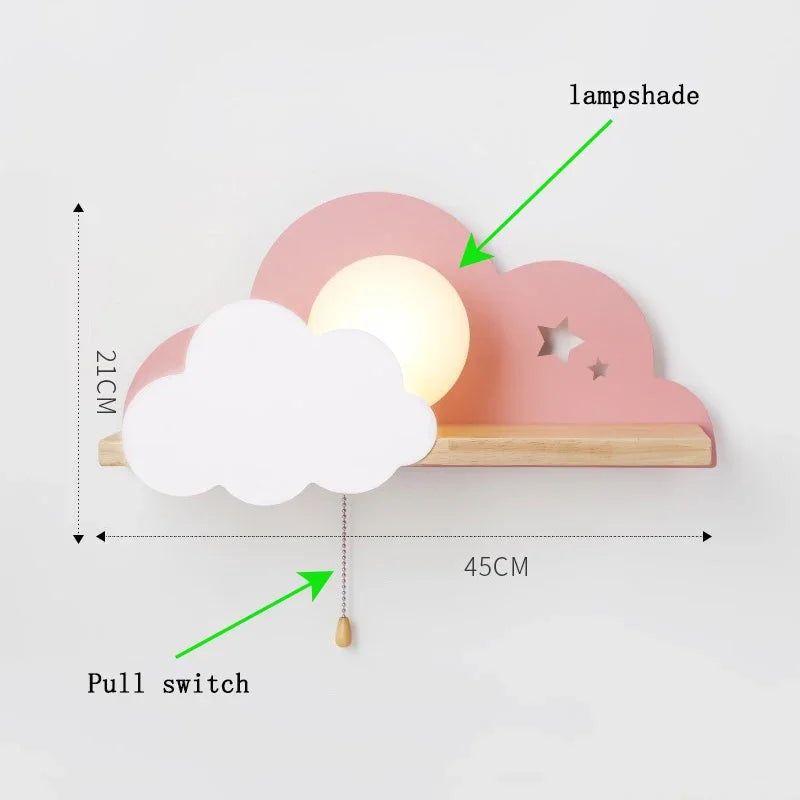 lampe murale moderne nuages étoiles rose blanc bébé chambre éclairage quotidien led 220v