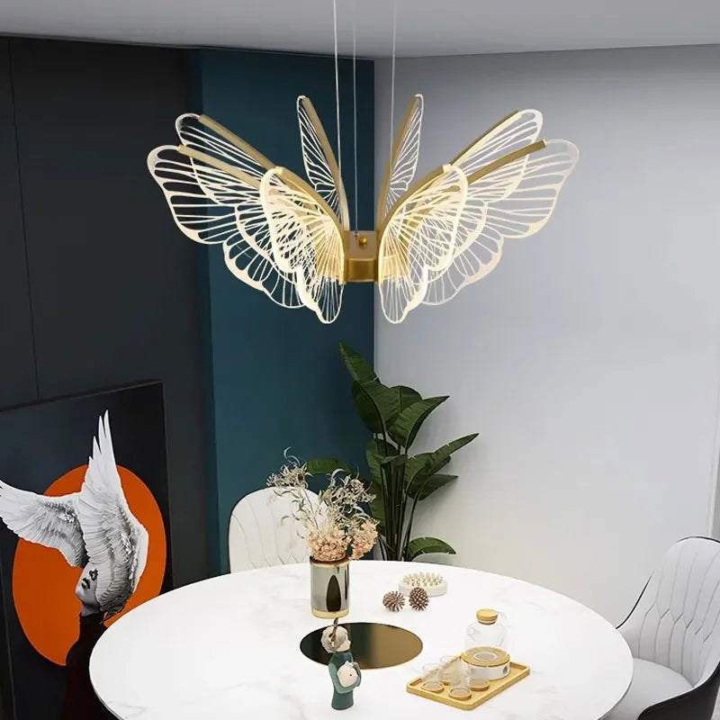 suspension lumineuse moderne or papillon filigrane lumières 90 260V designintérieur étude chambre principal