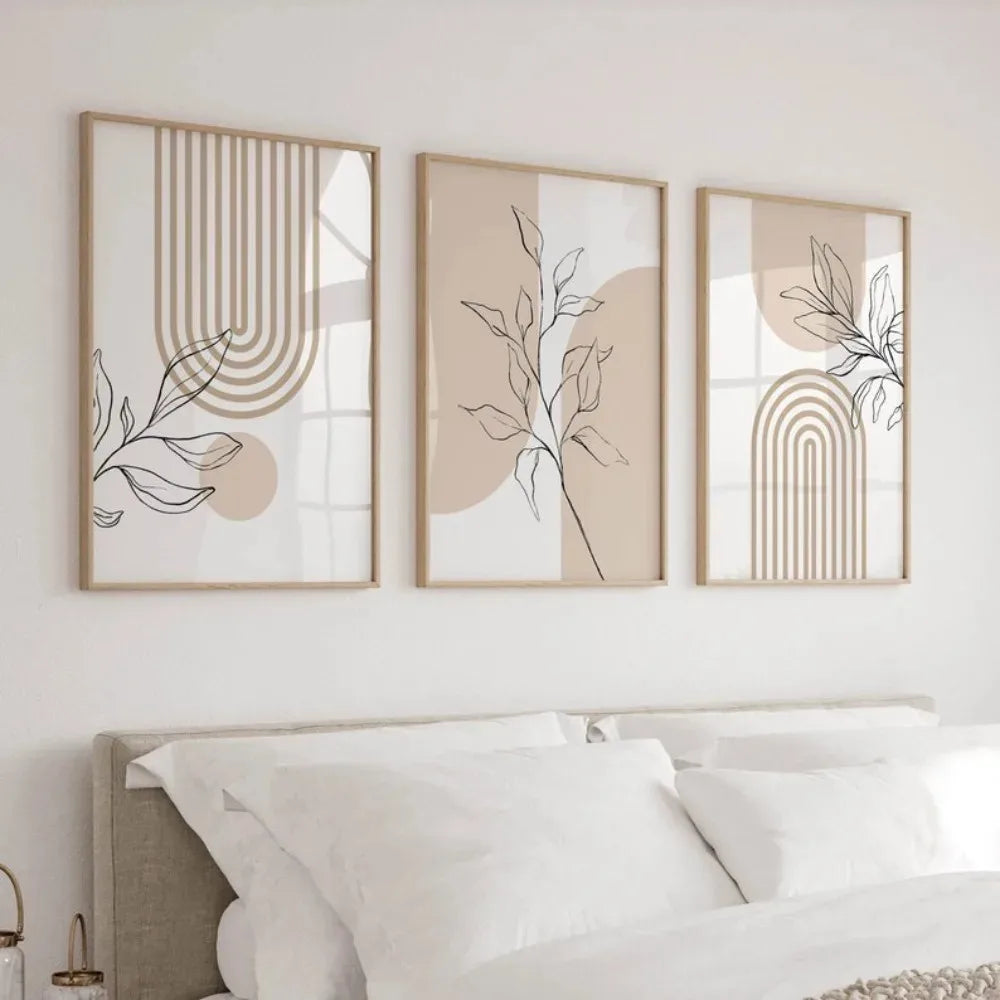 affiches abstraites minimalistes toile géométriques feuilles stylisées sans cadre modernes