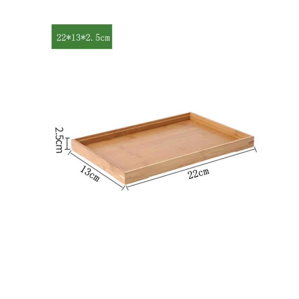 plateau service bambou moderne plateaux rangement poignées tasses thé assiettes gâteauxDecorationMaison