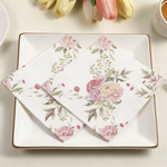 serviettes papier floral pivoines rose blanc decoration table mariage anniversaire festive