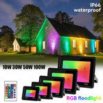 projecteur led rgb étanche ip66 moderne télécommande 110v 220v 10w 30w 50w 100w