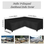 housse canapé d'angle noir soie imperméable moderne cordons serrage poches latéralesextérieur coussins