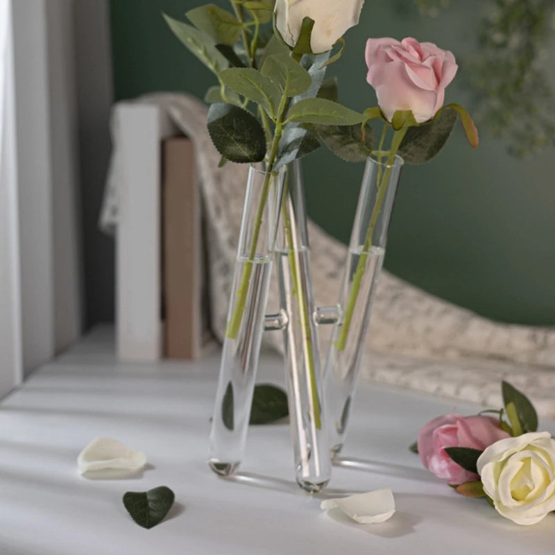 vases transparents modernes stries tubes hauteur 24cm fleurs feuilles decointérieur minimalistestyle