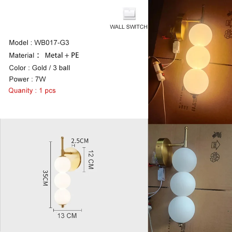 appliques murales modernes boules effet cristallisé noir blanc or led 45x45cm