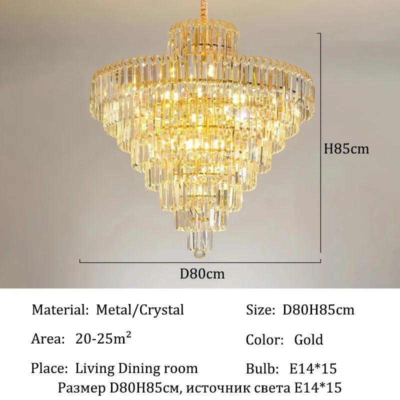 lustre moderne élégant doré cristal transparents suspension salon chambre lumières 4000K 3000K 6000K