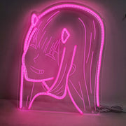 Enseigne au néon LED Anime Ontario Two Girl rose - Décoration murale kawaii pour chambre - 33x41 cm