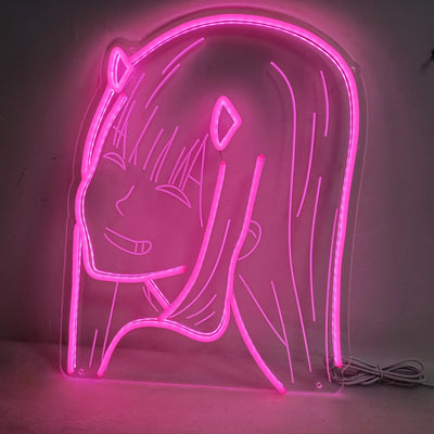 Enseigne au néon LED Anime Ontario Two Girl rose allumée dans une chambre