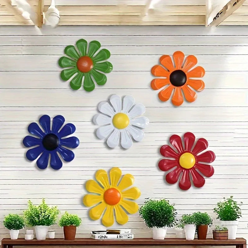 décoration murale moderne fleurs 3d vert orange blanc bleu rouge jaune adhésif set