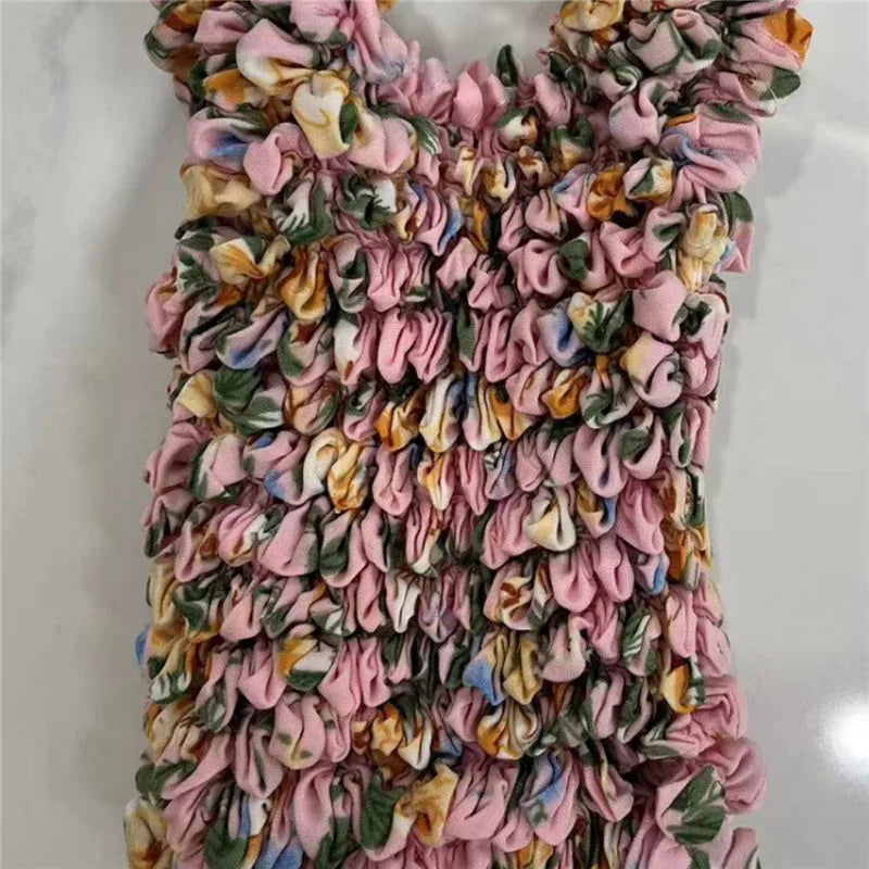 sac main pliable polyester motif fleurs boho chic noir bleu blanc rouge vert orange