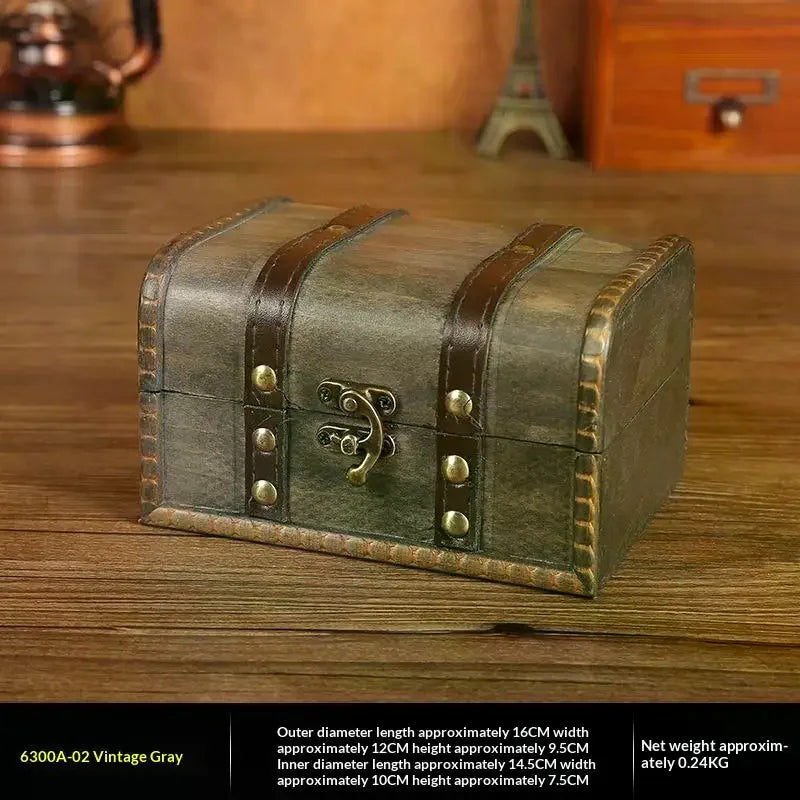 coffre bijoux bois vert marron vintage serrure cadenas imitation cuir
