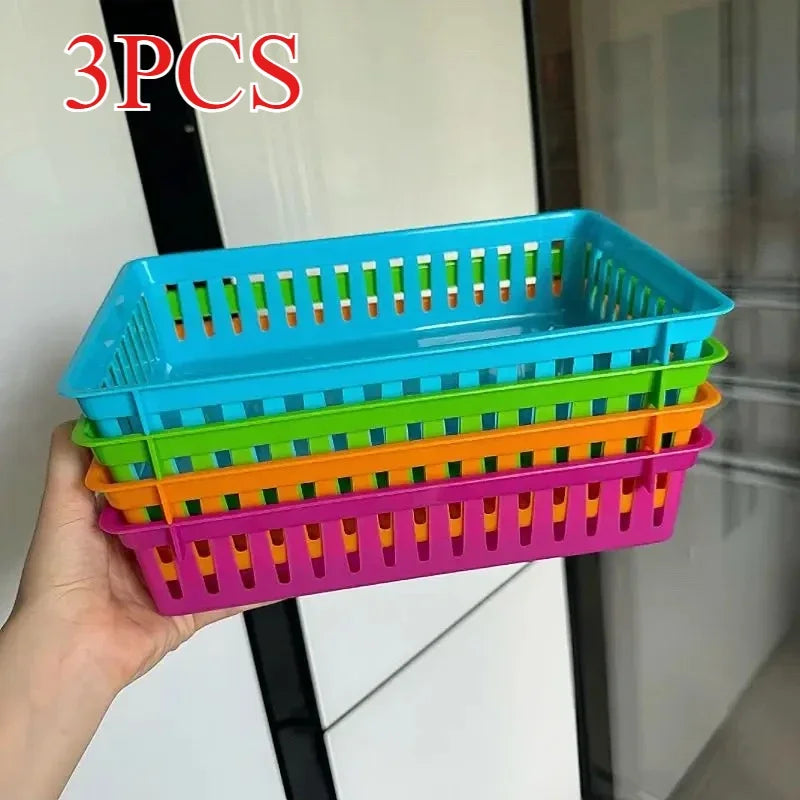 paniers rangement perforés modernes plastique respectueux l'environnement bleu vert orange rouge jaune