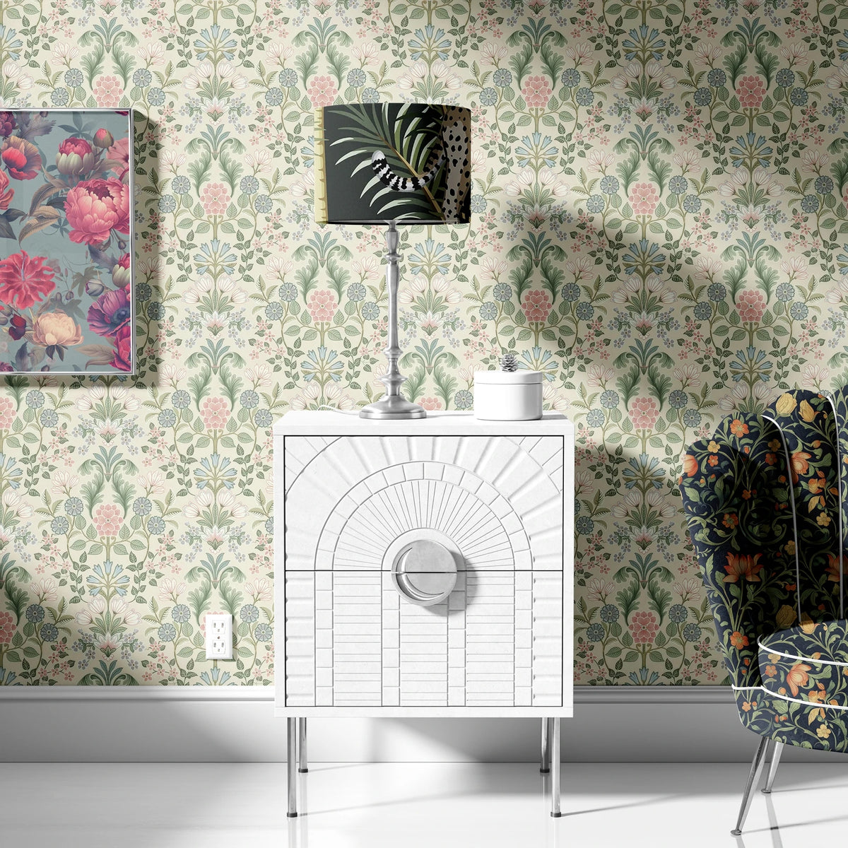 papier peint floral vintage autocollant résistant humidité écologique chambre maison