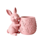 cache pot forme lapin motif végétal blanc vert rose décoration intérieur pâques animalier sculpté