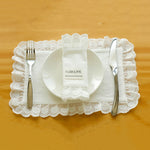 nappes dentelle table serviettes coton assiettes decoration mariage volants doux decoration table fête