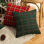 housses coussins carreaux écossais vert rouge jaune 100 polyester amovibles lavables traditionnel 30x50cm 45x45cm