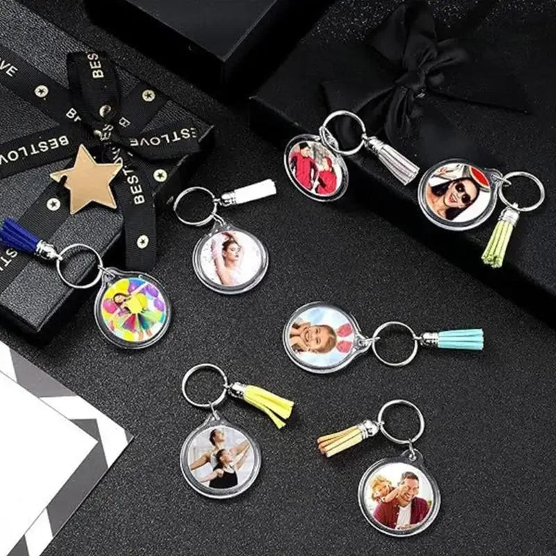 porte clés acrylique transparent moderne anneau métallique tassel 50 pièces