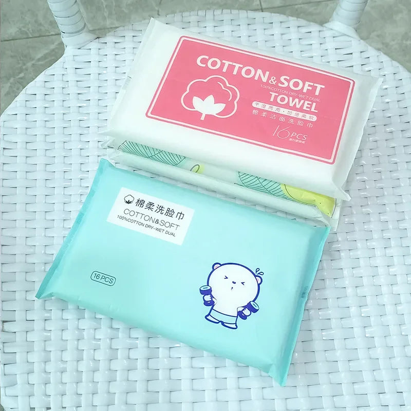 serviettes toilette coton douces imprimées feuilles vertes blancs usage multiple portable hygiène voyage