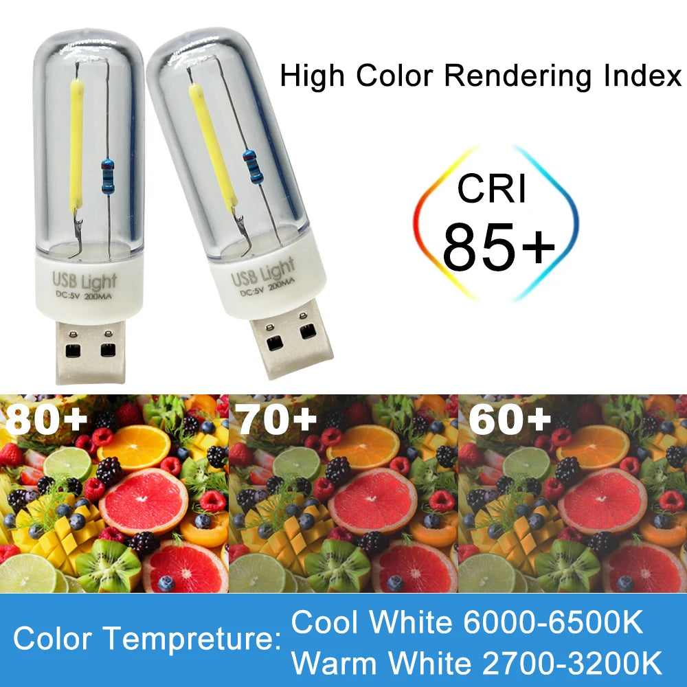 lampe usb transparente moderne 1w 5v led filament multicolore interrupteur