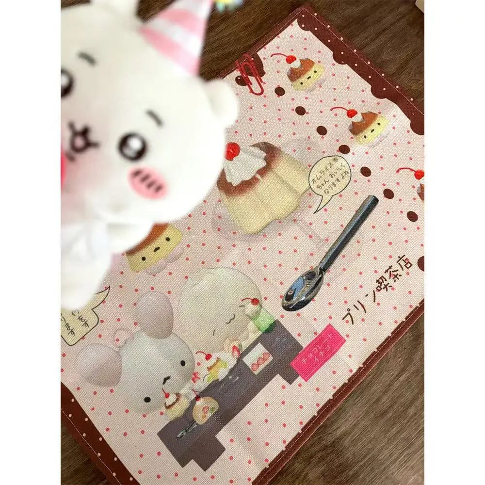 tapis table dessin animé kawaii noël mignon dessert clips beige rouge marron coton polyester