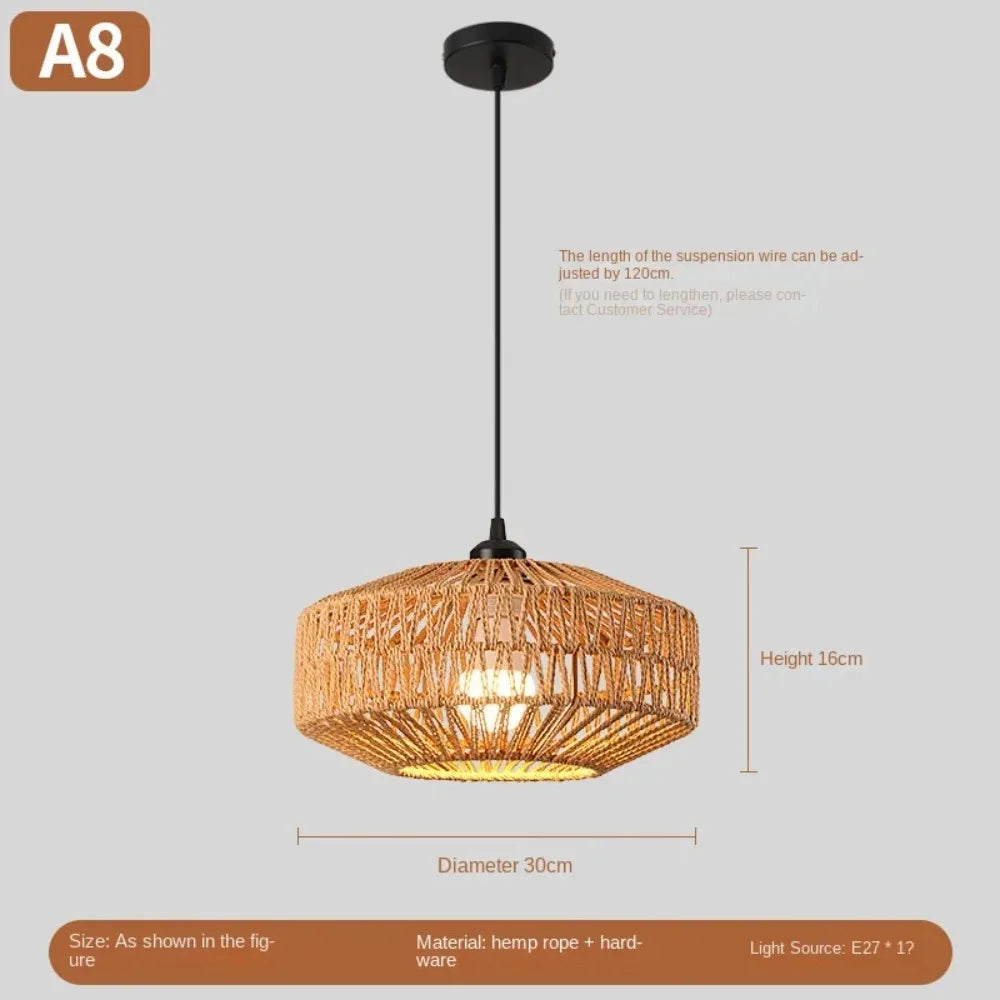 suspension lumineuse moderne rustique bambou naturel ampoules E27 opaques chambre décoration