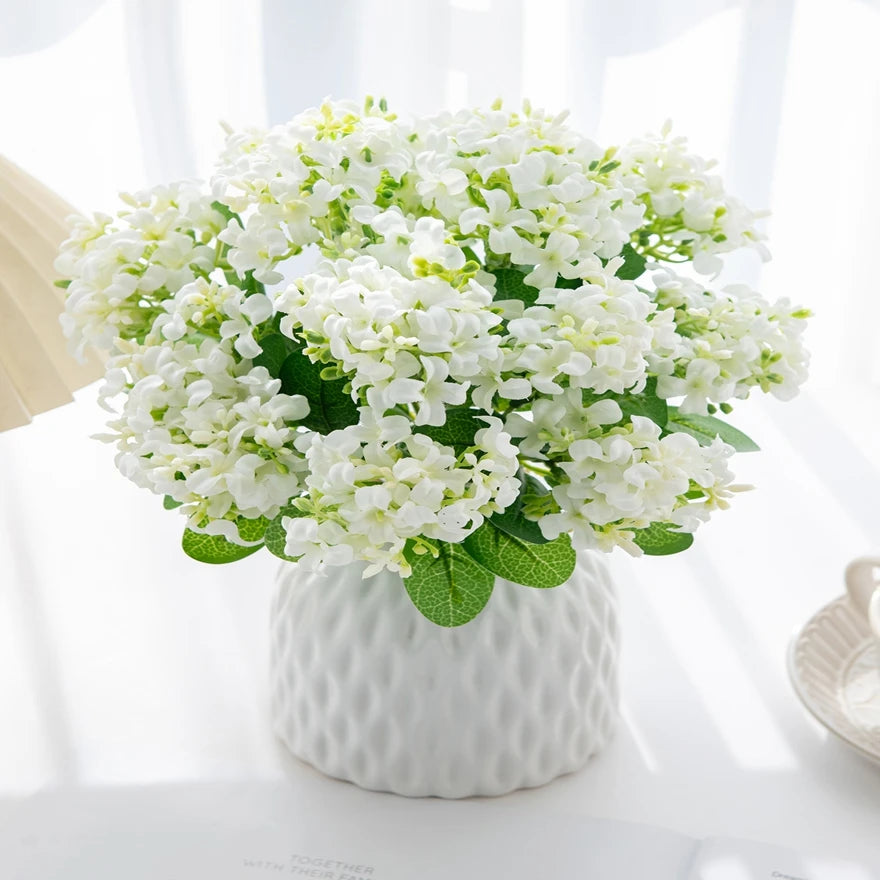 décoration intérieure bouquet fleurs artificielles soie hyacinthe moderne rose blanc violet