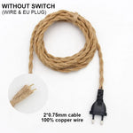 câble électrique tissé vintage 2m 3m e27 on off eu plug noir rustique