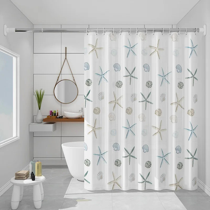 rideau douche moderne étoiles mer bleu océan translucide salle bain imperméable