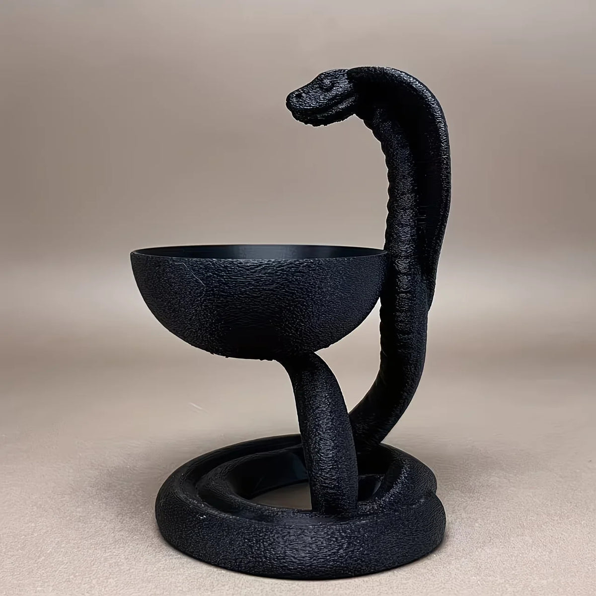 statue cobra noir sculpture decorative impression 3d deco intérieure bol enroulé artistique symbolique