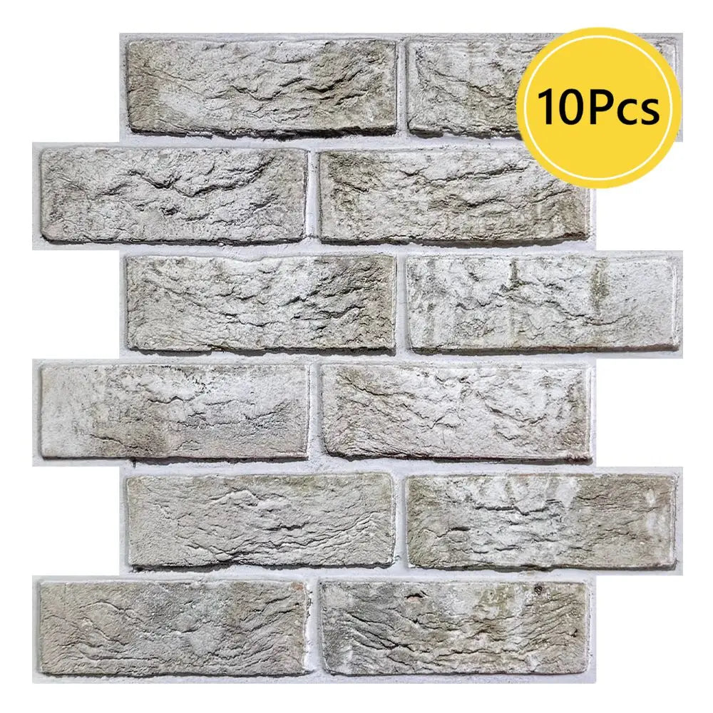 panneaux muraux decoratifs 3d imitant briques blanc gris modernes impermeables 10 pieces pvc adhhesifs