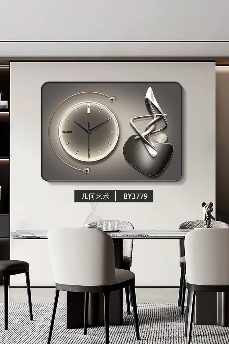 horloge murale moderne gris beige orange contemporain aiguille verre cristal aluminium spray painting