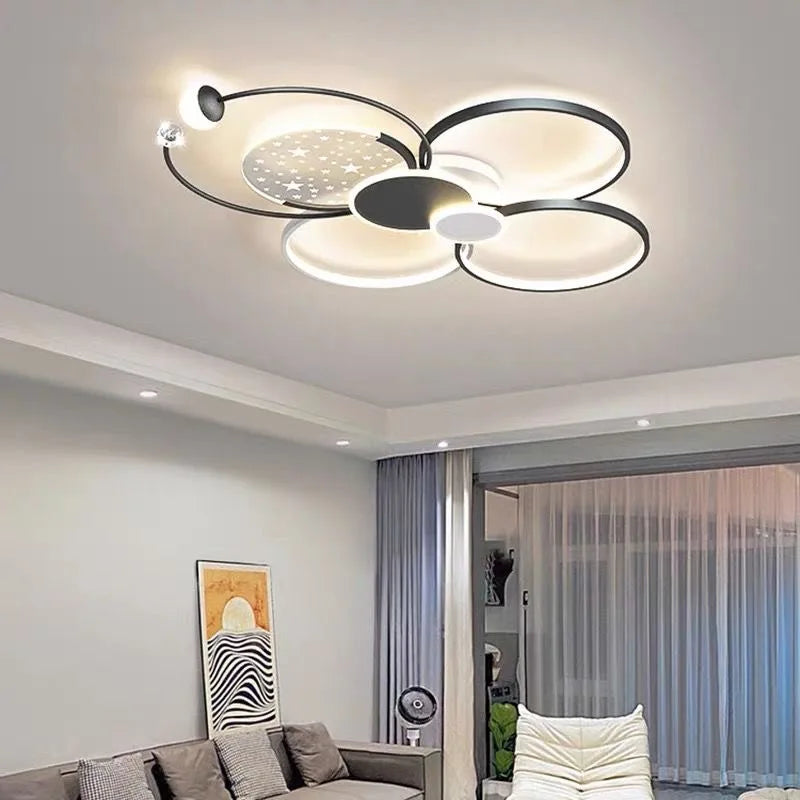 plafonnier led or moderne circulaire points lumineux blanc noir chambre salon