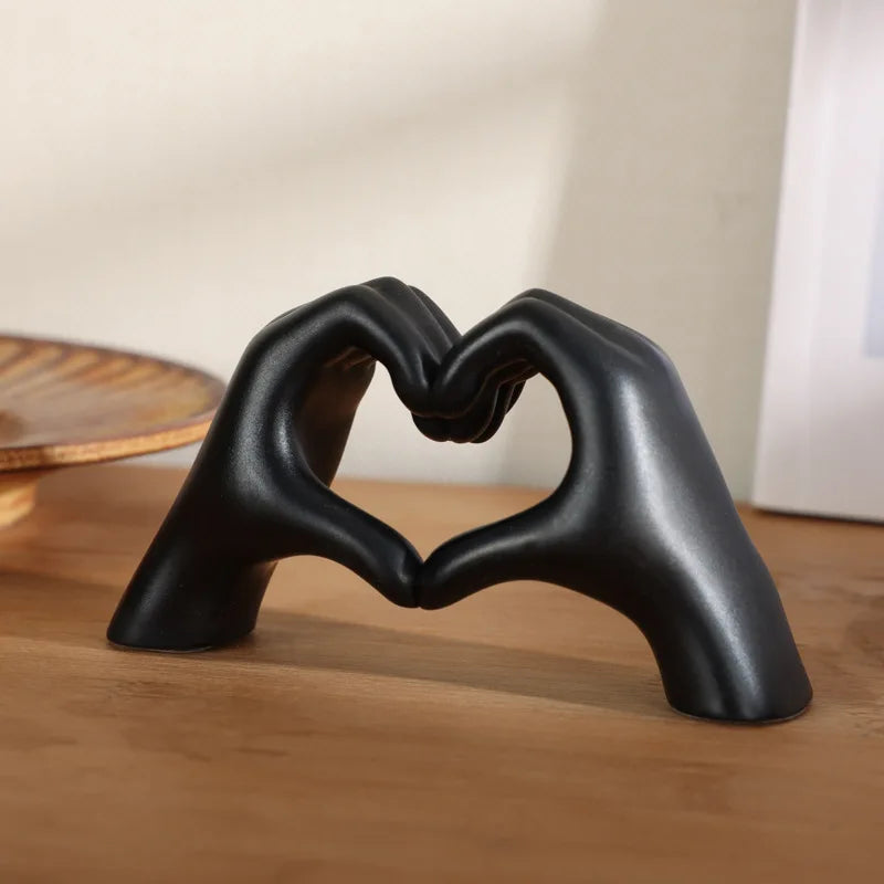 figurines decoratives mains coeur noir or argenté moderne minimaliste sans electricite chambre salon
