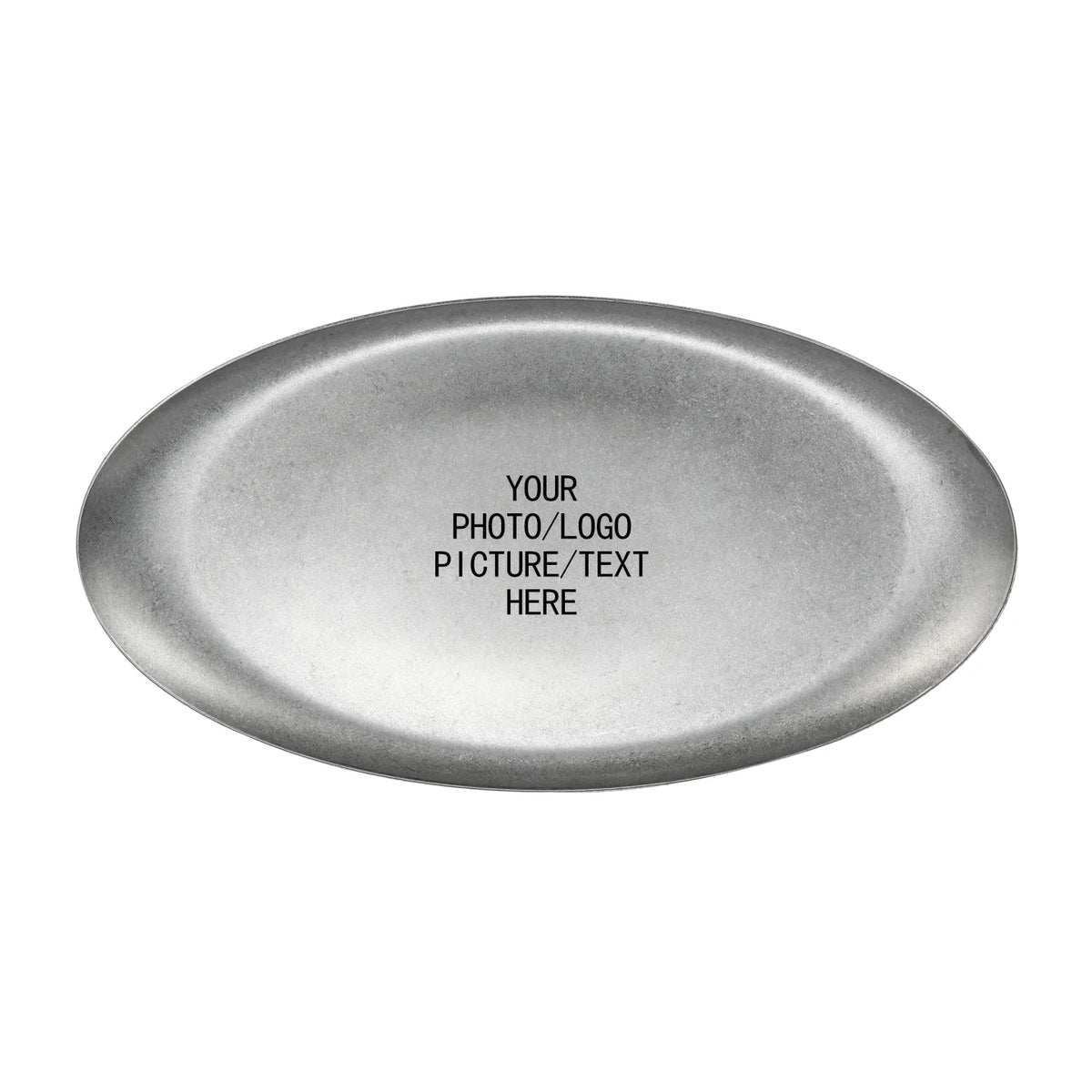 plateau service ovale acier inoxydable argenté vintage finition patinée personnalisable
