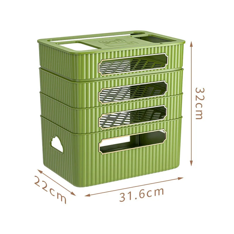 boîte rangement routeur décodeur tv gestion câbles organisateur moderne vert beige épuré