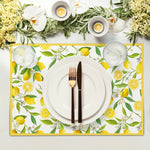 serviettes table motif citron blanc jaune vert modernes fêtes maison
