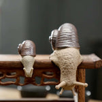 ornements céramique escargots gris artisanal détails sculptés décoration thé animal compagnie miniature imitation antique