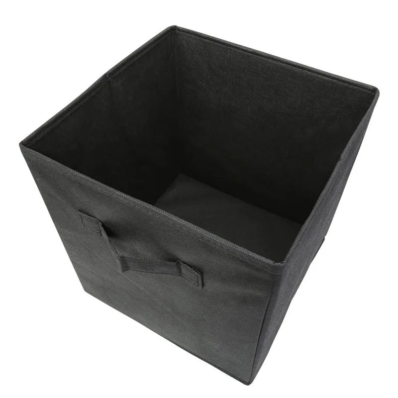 boîtes rangement pliables tissu noir modernes respectueuses environnement utilisation multiple rangement stockage poignées incluses