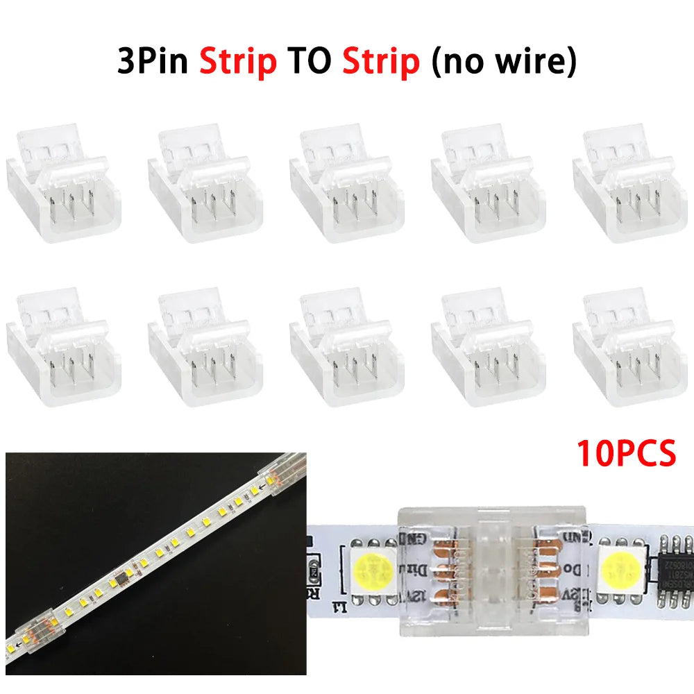 connecteur led broches transparent clips ruban led universel rgb 10mm 12v cecerohsul