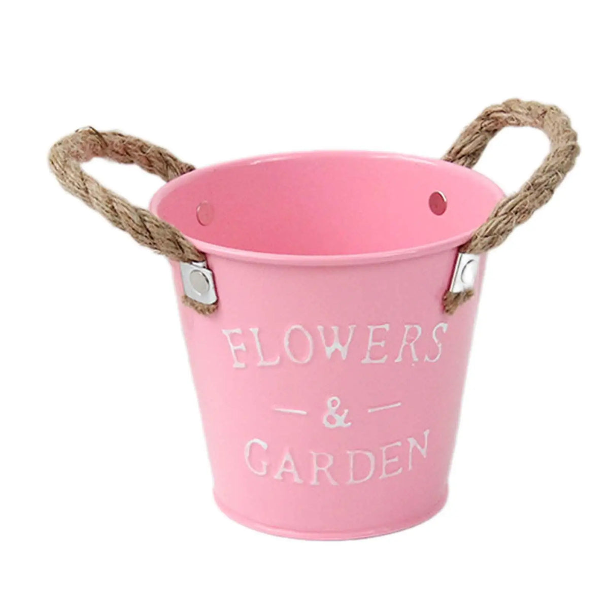 seau vintage rouge noir bleu FLOWERS GARDEN blanc pot fleur jardin
