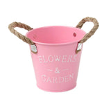 seau vintage rouge noir bleu FLOWERS GARDEN blanc pot fleur jardin
