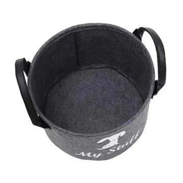 panier rangement animal feutre chien my stuff gris noir balles corde minimaliste rustic