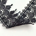 dentelle florale ornements géométriques noir broderie fine 65mm polyester mariage décoration tissu