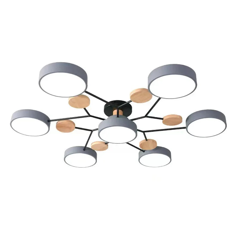 plafonnier led moderne vert blanc gris bois clair circulaire métallique scandinave éclairage intérieur