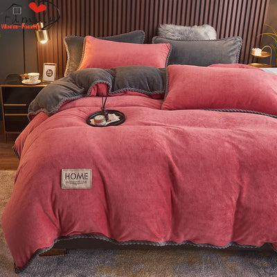 Housse de couette 220x240 rose peluche hiver