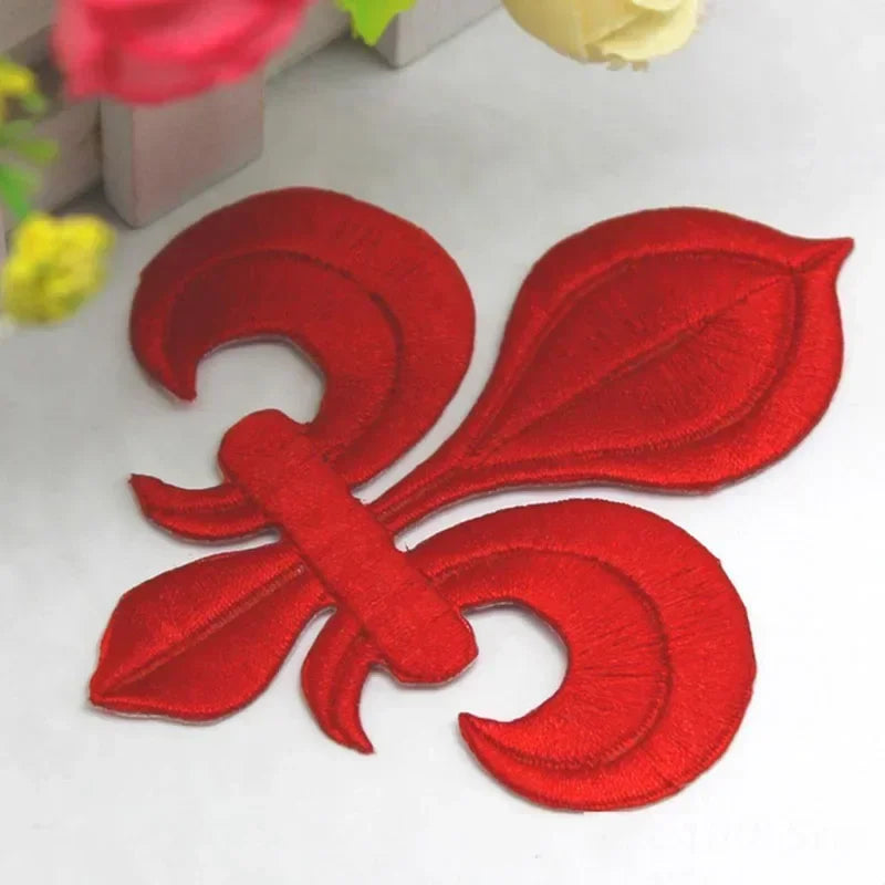 dentelle brodée fleur lys or argent polyester appliques patchs coudre broderie ecussons motifs ornements
