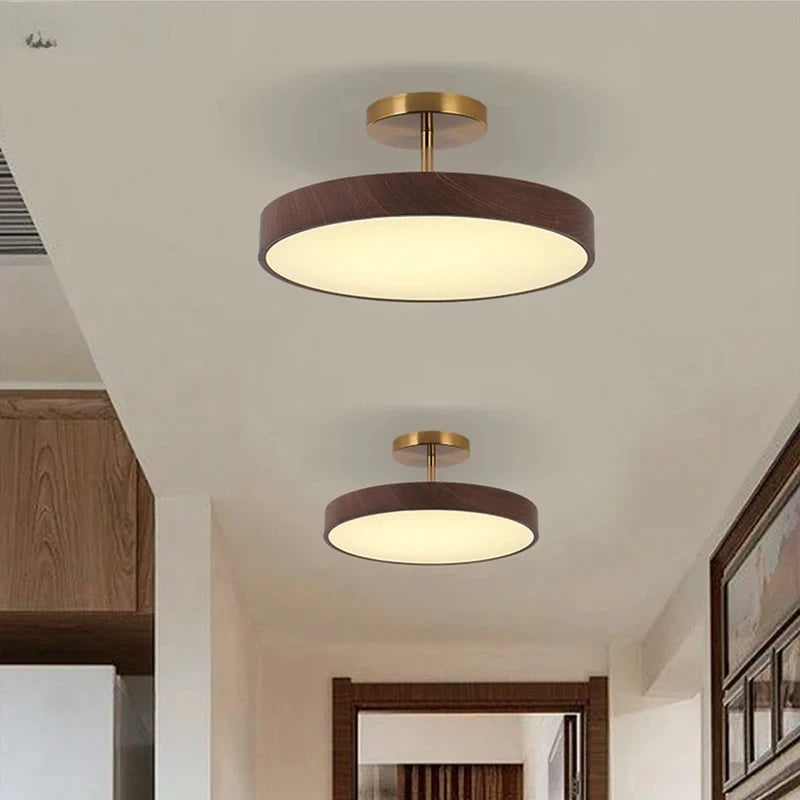 lampe moderne marron foncé doré ampoules led grain bois non visible